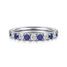 Straight Wedding Ring in 14k White Gold with Round Sapphire at Gabriel & Co.