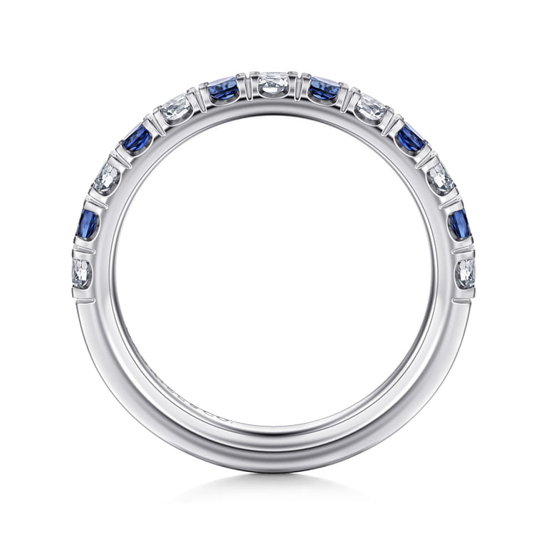 Straight Wedding Ring in 14k White Gold with Round Sapphire at Gabriel & Co. - Shot 2