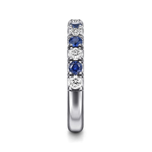Bari - 14K White Gold 13 Stone Diamond and Sapphire Anniversary Band