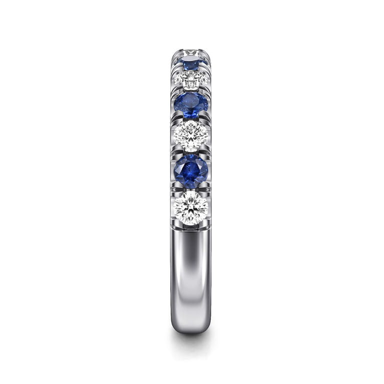 Straight Wedding Ring in 14k White Gold with Round Sapphire at Gabriel & Co. - Shot 4