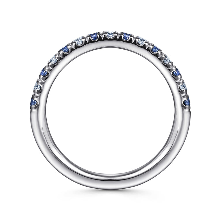 Straight Wedding Ring in 14k White Gold with Round Sapphire at Gabriel & Co. - Shot 2