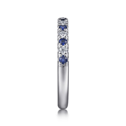 Bari - 14K White Gold 15 Stone Diamond and Sapphire Anniversary Band