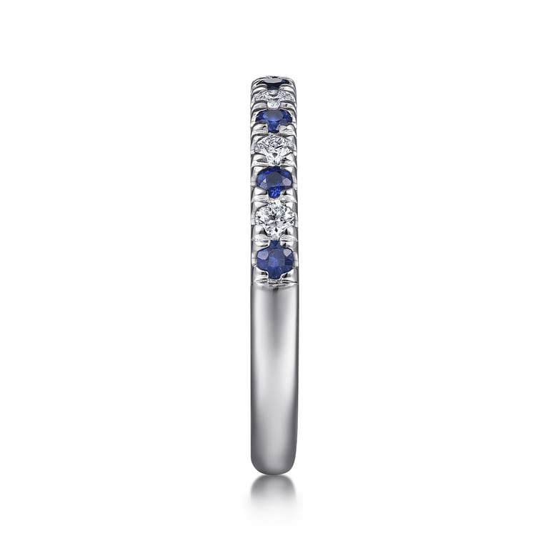 Straight Wedding Ring in 14k White Gold with Round Sapphire at Gabriel & Co. - Shot 4