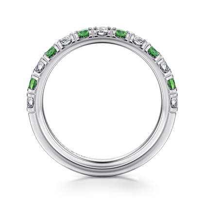 Bari - 14K White Gold Diamond and Emerald Anniversary Band