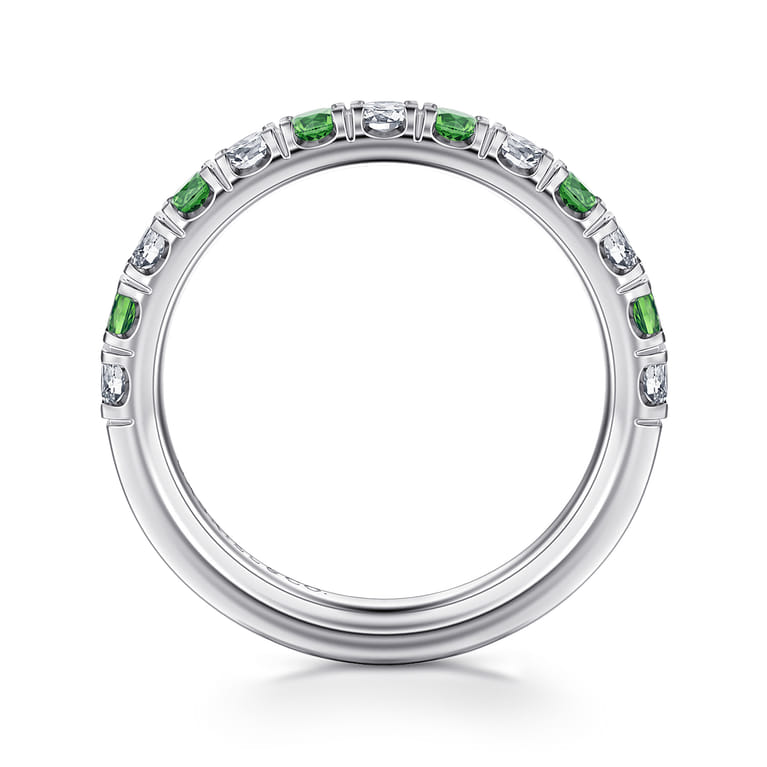 Straight Wedding Ring in 14k White Gold with Round Sapphire at Gabriel & Co. - Shot 2
