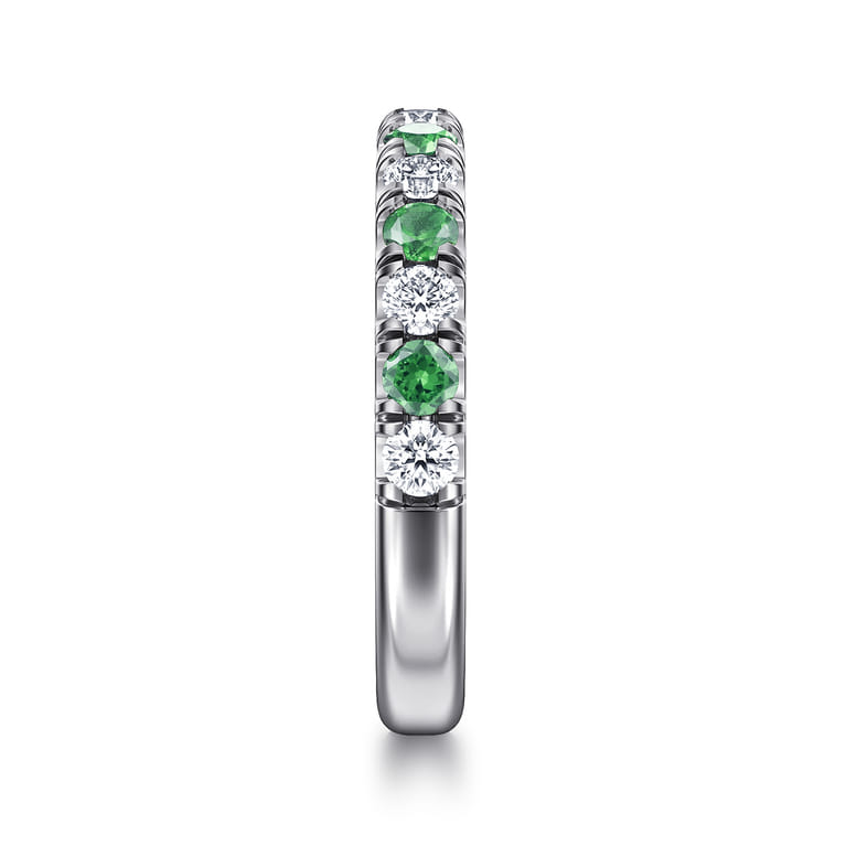 Straight Wedding Ring in 14k White Gold with Round Sapphire at Gabriel & Co. - Shot 4