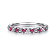 Bari - 14K White Gold Diamond and Ruby Anniversary Band