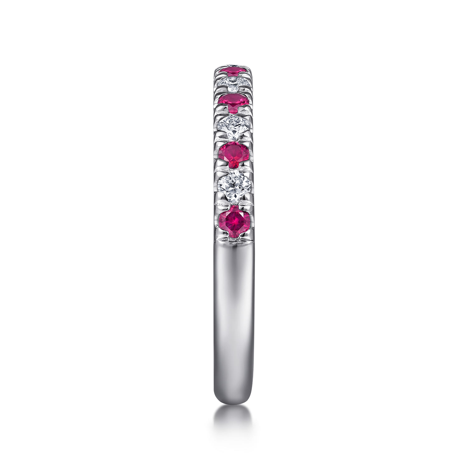 Straight Wedding Ring in 14k White Gold with Round Ruby at Gabriel & Co. - Shot 4