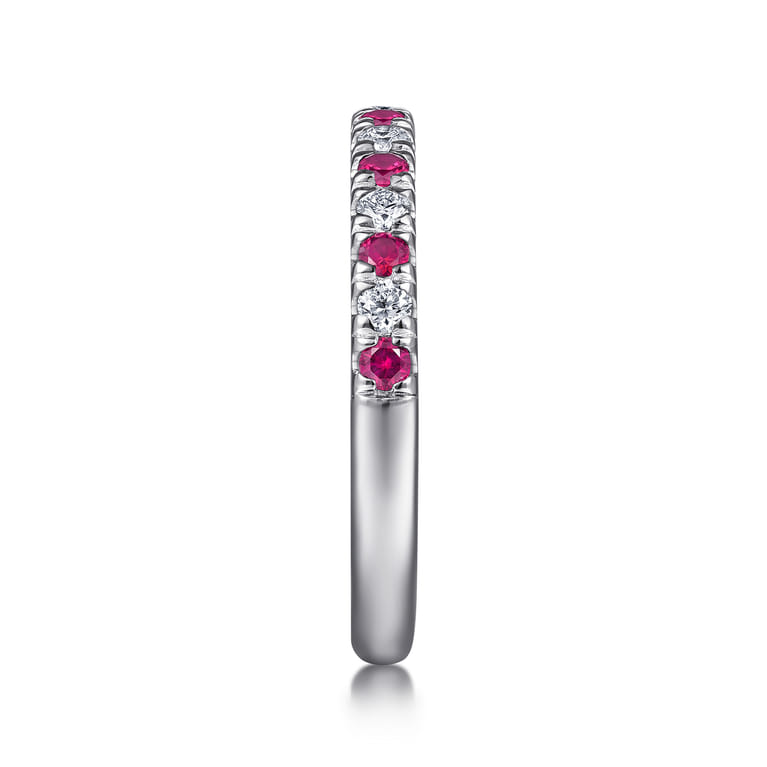 Straight Wedding Ring in 14k White Gold with Round Ruby at Gabriel & Co. - Shot 4