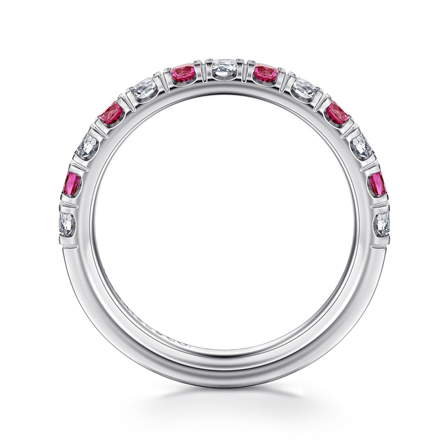 Straight Wedding Ring in 14k White Gold with Round Sapphire at Gabriel & Co. - Shot 2