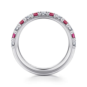 Bari - 14K White Gold Diamond and Ruby Anniversary Band