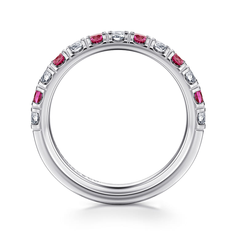 Straight Wedding Ring in 14k White Gold with Round Sapphire at Gabriel & Co. - Shot 2