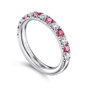Bari - 14K White Gold Diamond and Ruby Anniversary Band