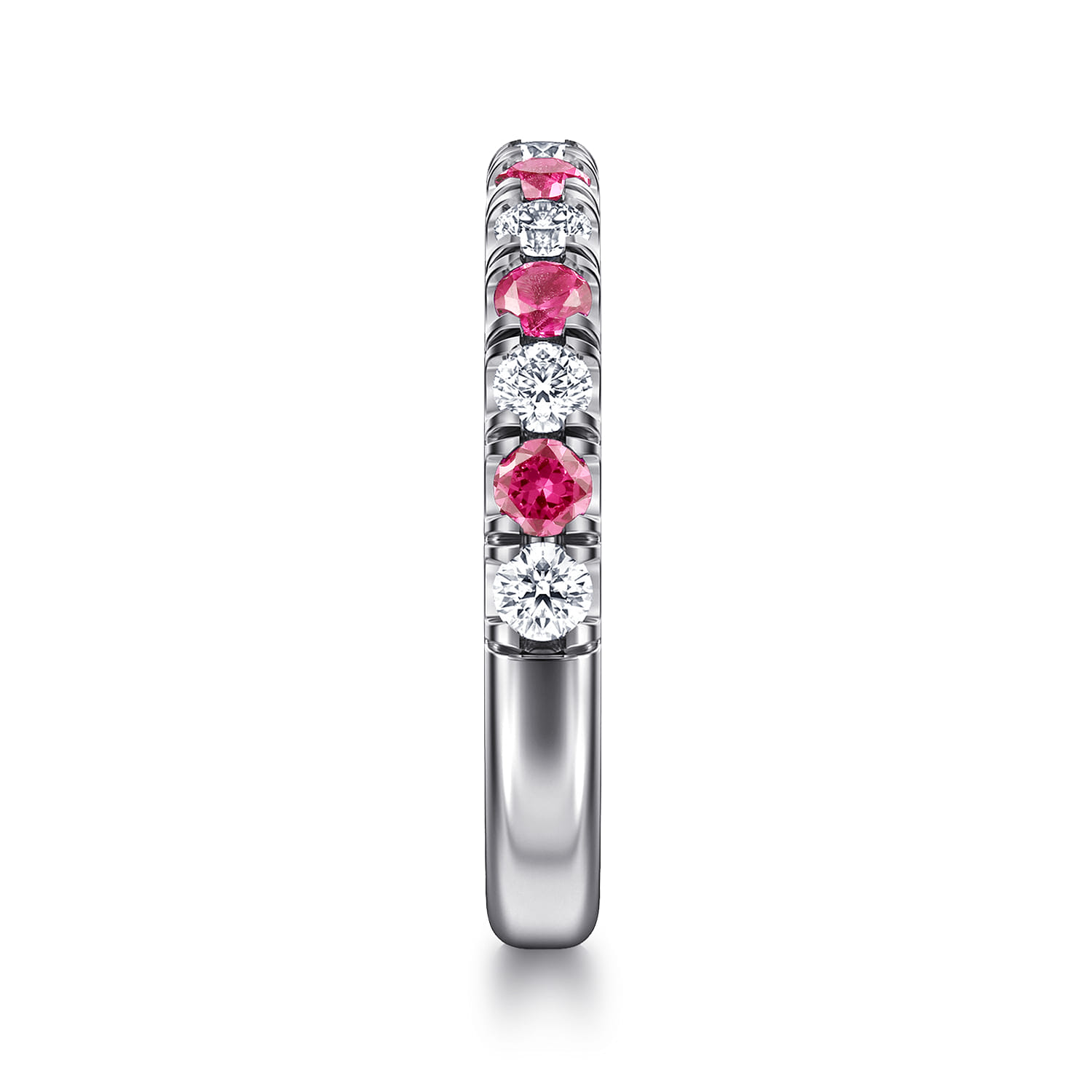 Straight Wedding Ring in 14k White Gold with Round Sapphire at Gabriel & Co. - Shot 4