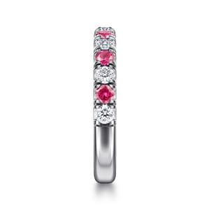 Bari - 14K White Gold Diamond and Ruby Anniversary Band