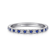 Bari - 14K White Gold Diamond and Sapphire Anniversary Band