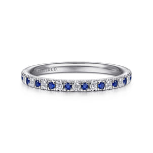 Bari - 14K White Gold Diamond and Sapphire Anniversary Band