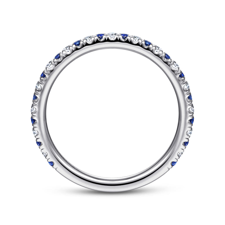 Straight Wedding Ring in 14k White Gold with Round Sapphire at Gabriel & Co. - Shot 2