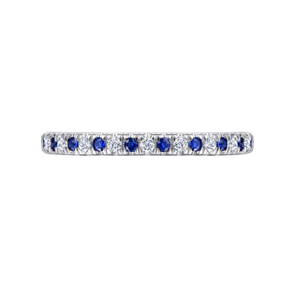 Bari - 14K White Gold Diamond and Sapphire Anniversary Band