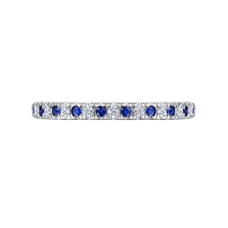 Straight Wedding Ring in 14k White Gold with Round Sapphire at Gabriel & Co. - Shot 6
