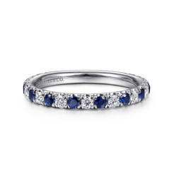 14K White Gold Diamond and Sapphire Anniversary Band