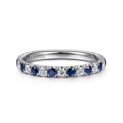 Bari - 14K White Gold Diamond and Sapphire Anniversary Band