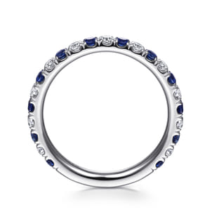 Bari - 14K White Gold Diamond and Sapphire Anniversary Band