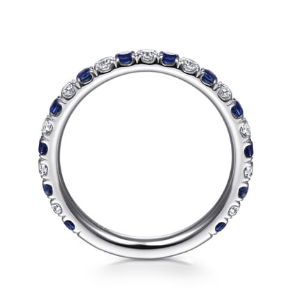 Bari - 14K White Gold Diamond and Sapphire Anniversary Band
