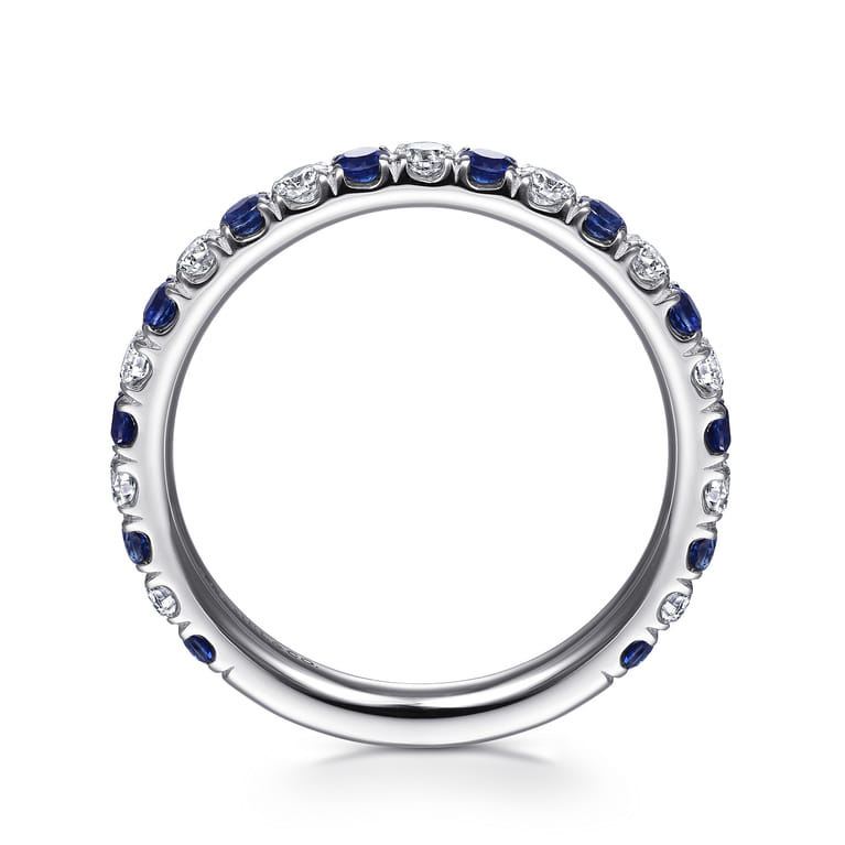 Straight Wedding Ring in 14k White Gold with Round Sapphire at Gabriel & Co. - Shot 2
