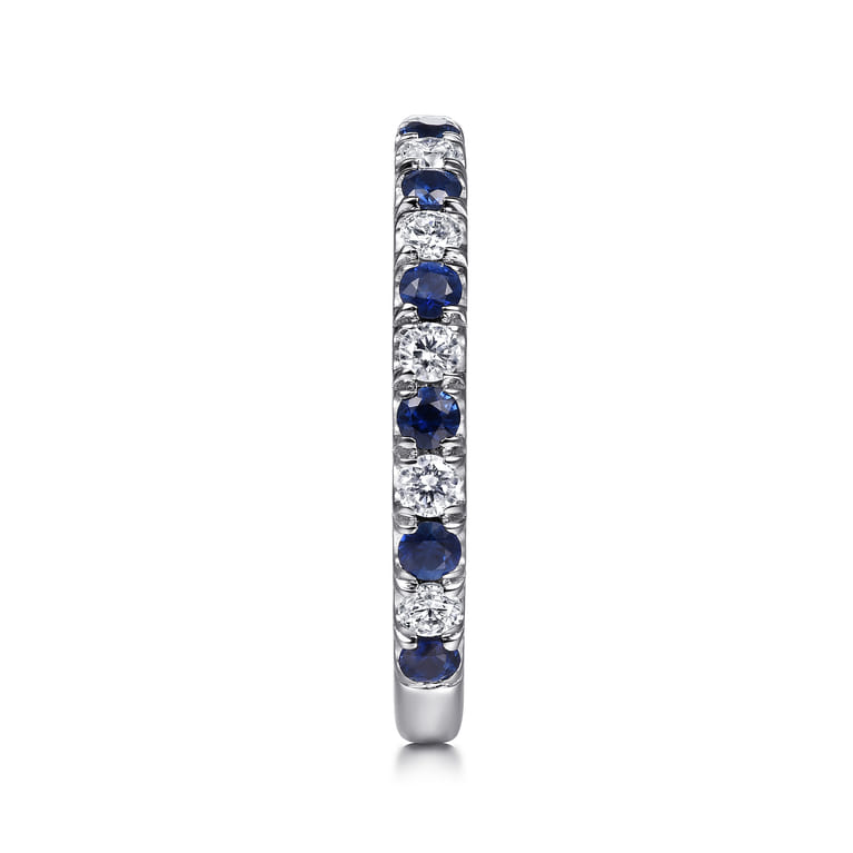 Straight Wedding Ring in 14k White Gold with Round Sapphire at Gabriel & Co. - Shot 4
