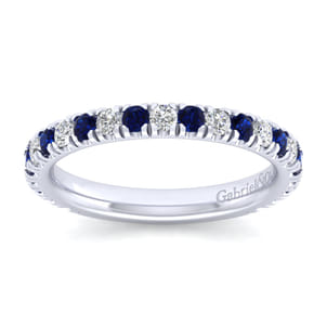Bari - 14K White Gold Diamond and Sapphire Anniversary Band