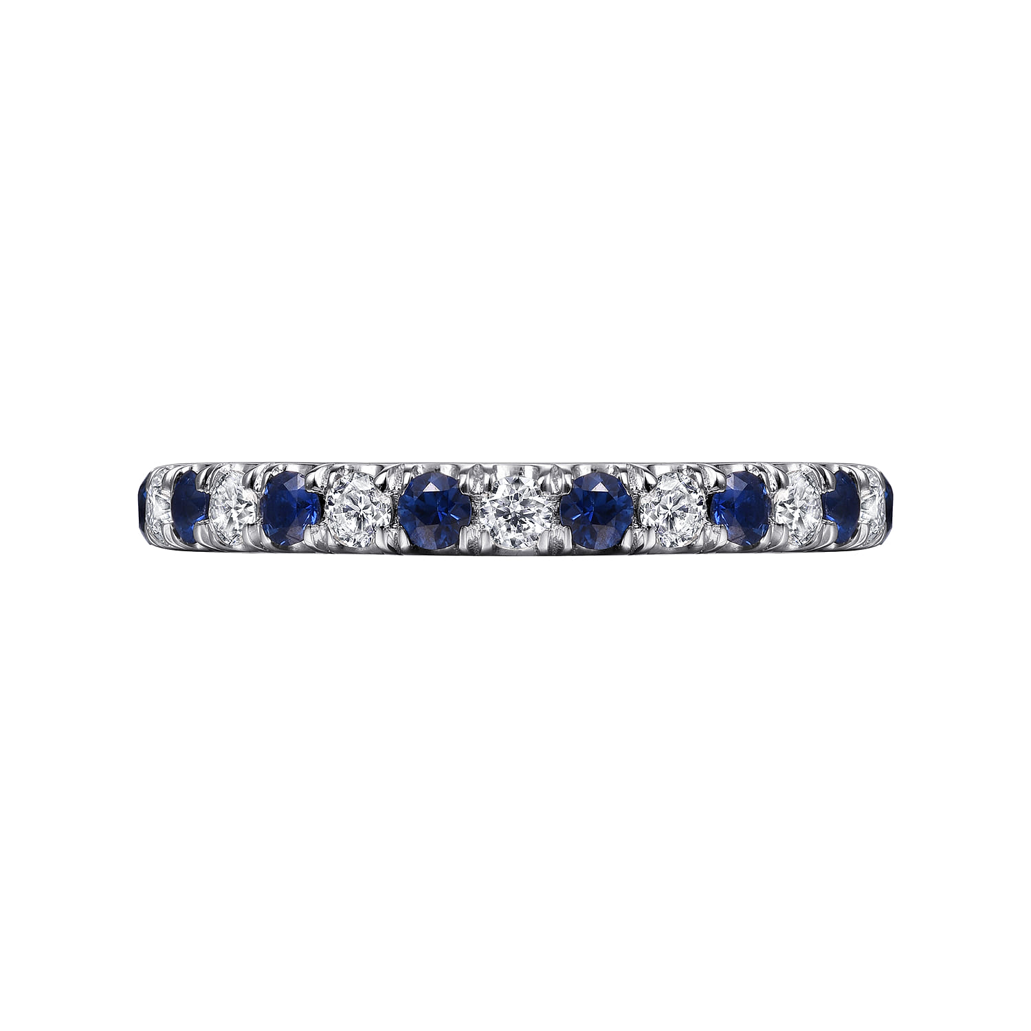 Bari - 14K White Gold Diamond and Sapphire Anniversary Band