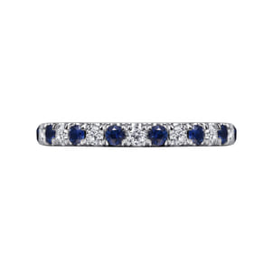 Bari - 14K White Gold Diamond and Sapphire Anniversary Band