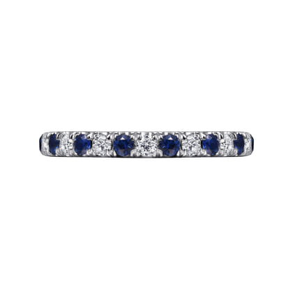 Bari - 14K White Gold Diamond and Sapphire Anniversary Band