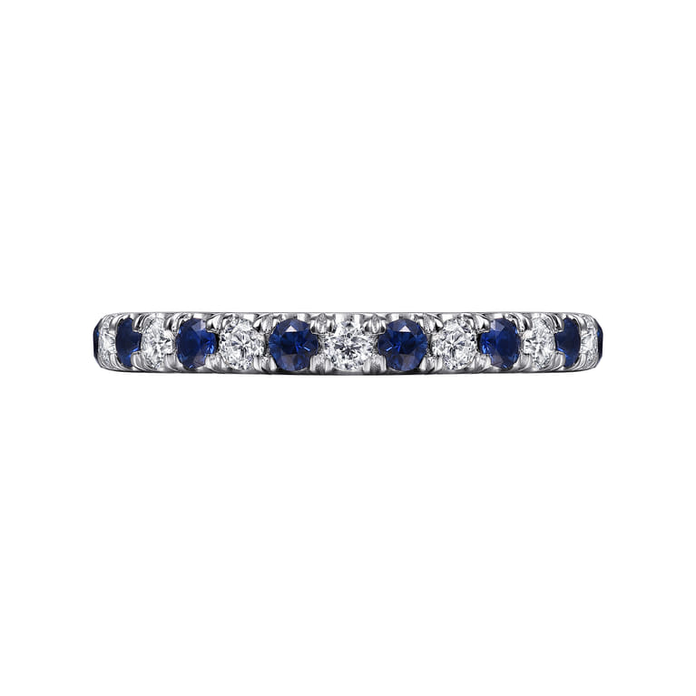Straight Wedding Ring in 14k White Gold with Round Sapphire at Gabriel & Co. - Shot 6