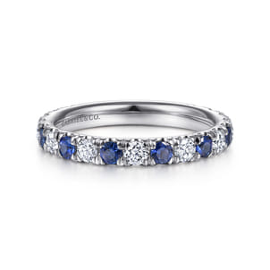 Bari - 14K White Gold Diamond and Sapphire Anniversary Band