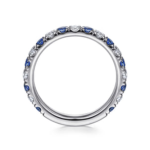 Bari - 14K White Gold Diamond and Sapphire Anniversary Band