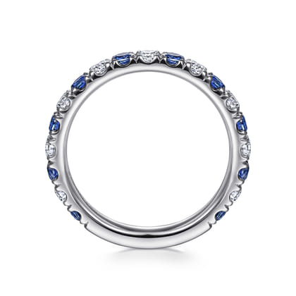 Bari - 14K White Gold Diamond and Sapphire Anniversary Band