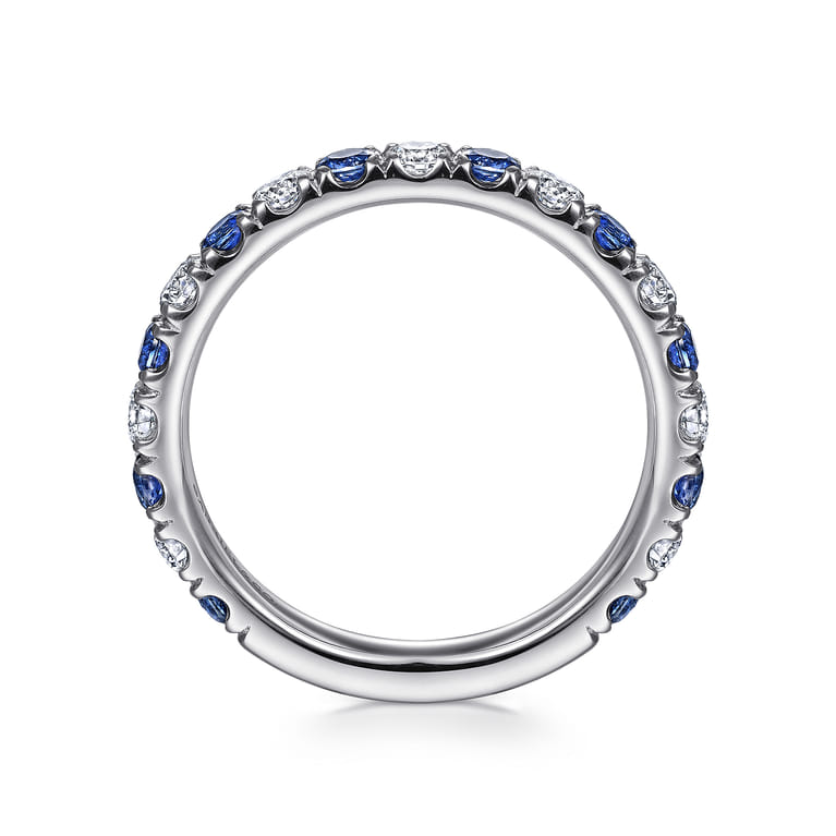Straight Wedding Ring in 14k White Gold with Round Sapphire at Gabriel & Co. - Shot 2