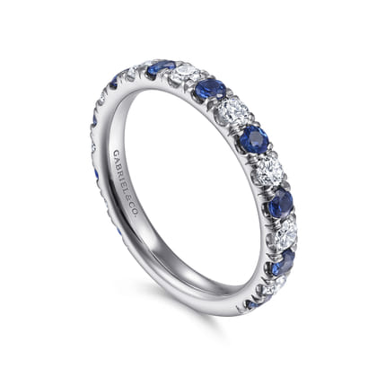 Bari - 14K White Gold Diamond and Sapphire Anniversary Band