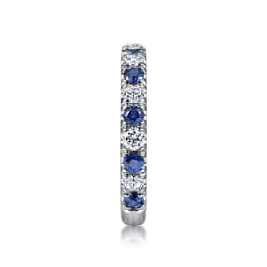 Bari - 14K White Gold Diamond and Sapphire Anniversary Band