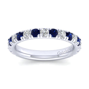 Bari - 14K White Gold Diamond and Sapphire Anniversary Band