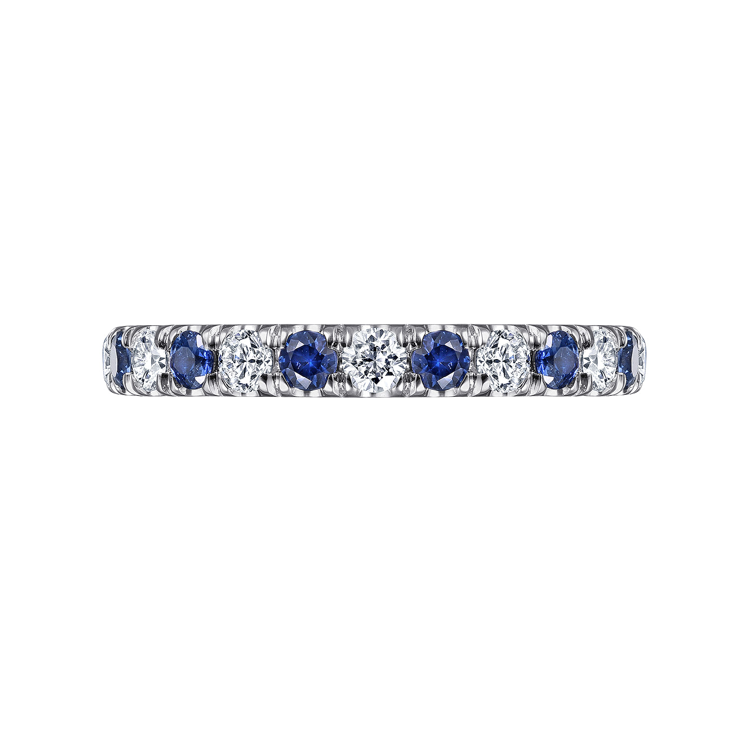 Bari - 14K White Gold Diamond and Sapphire Anniversary Band