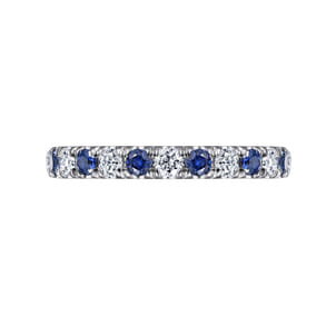 Bari - 14K White Gold Diamond and Sapphire Anniversary Band