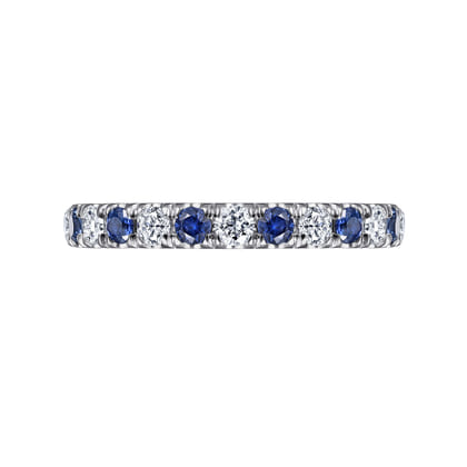 Bari - 14K White Gold Diamond and Sapphire Anniversary Band