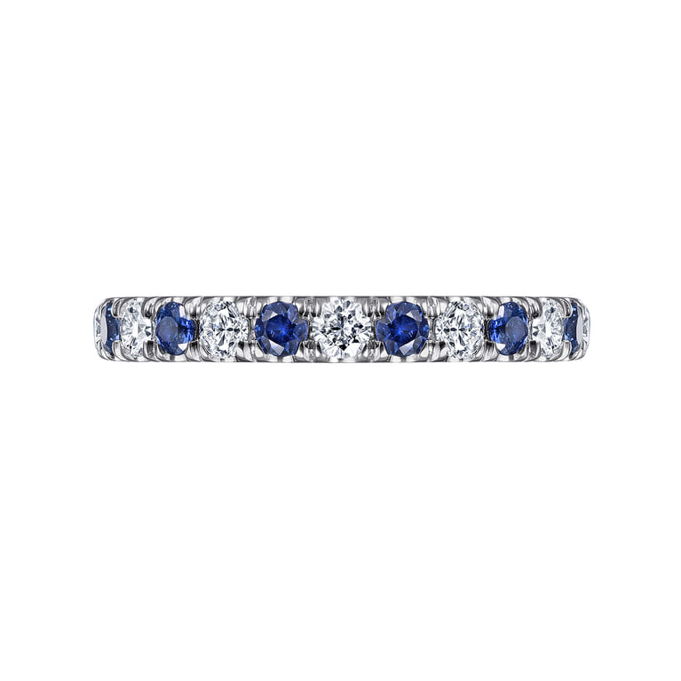 Straight Wedding Ring in 14k White Gold with Round Sapphire at Gabriel & Co. - Shot 6
