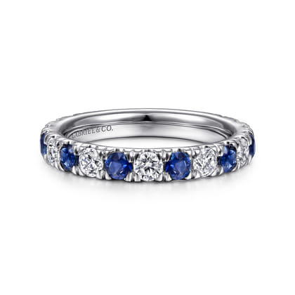 Bari - 14K White Gold Diamond and Sapphire Anniversary Band