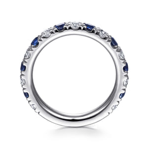 Bari - 14K White Gold Diamond and Sapphire Anniversary Band