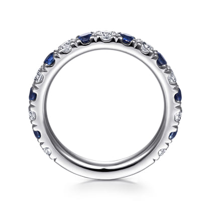 Bari - 14K White Gold Diamond and Sapphire Anniversary Band