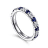 Straight Wedding Ring in 14k White Gold with Round Sapphire at Gabriel & Co.
